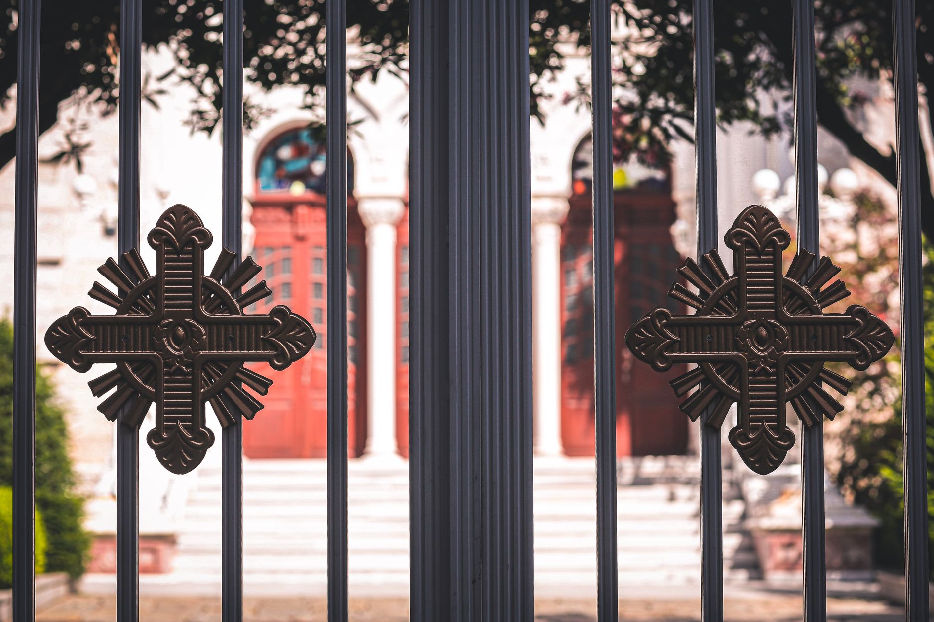 Ornamental iron gate with decorative detail