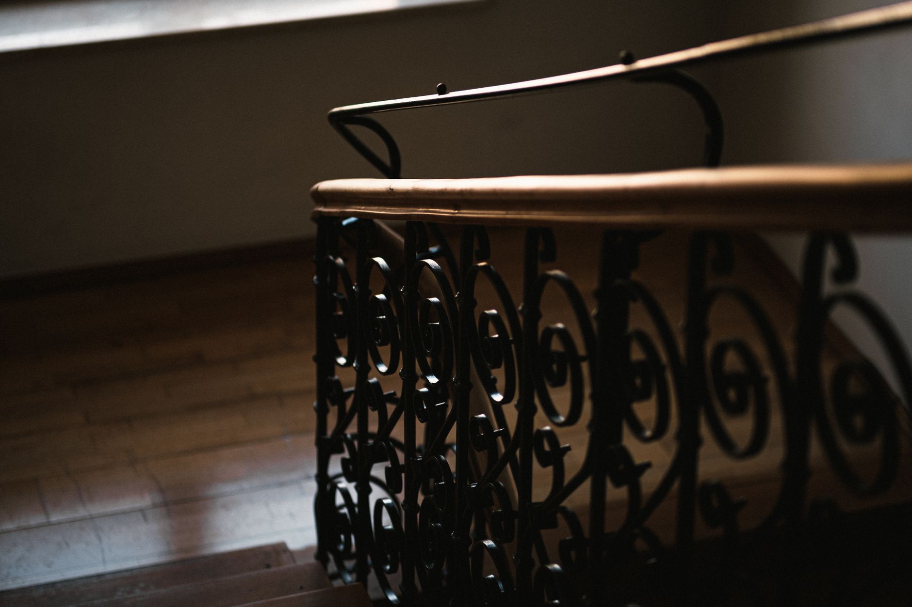 Custom iron railing on staircase